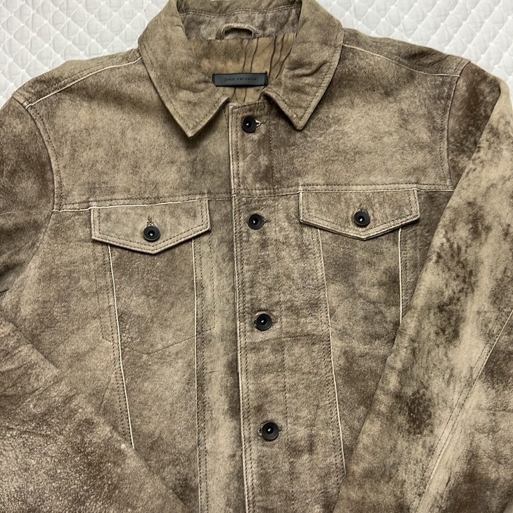John Varvatos - Andrew Trucker Jacket in Distressed Suede size 52 (Euro) 44 (US)